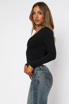 Lace Detail V-Neck Long Sleeve T-Shirt
