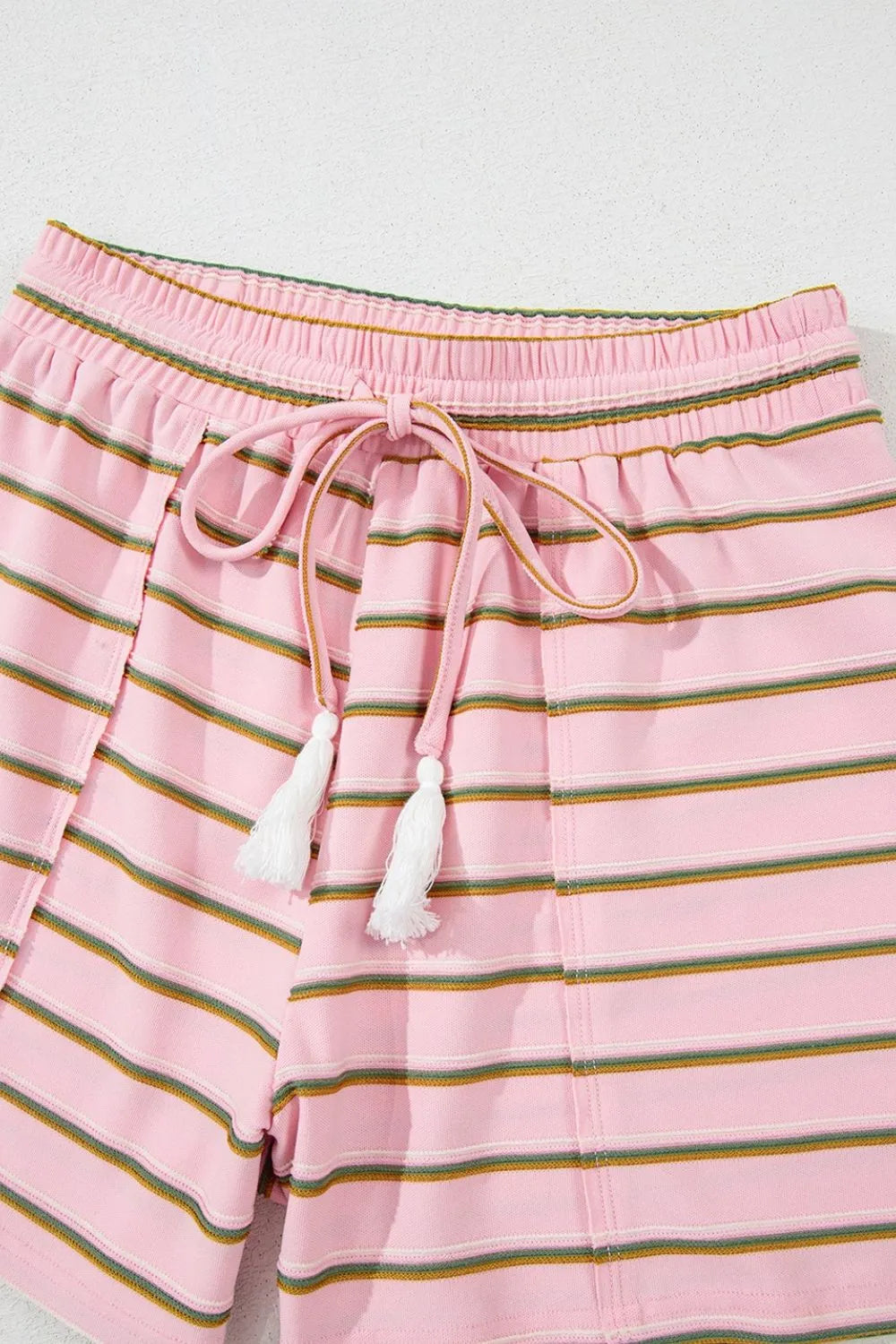 Stripe Wide Short Sleeve Tee and Short Set - felvior