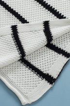 Stripe Drop Shoulder Side Slit Knit Top