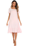 Lace Detail Square Neck Lounge Dress - felvior