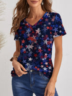 Star V-Neck Short Sleeve T-Shirt