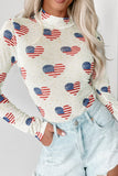 US Flag Heart Mock Neck Long Sleeve Bodysuit - felvior