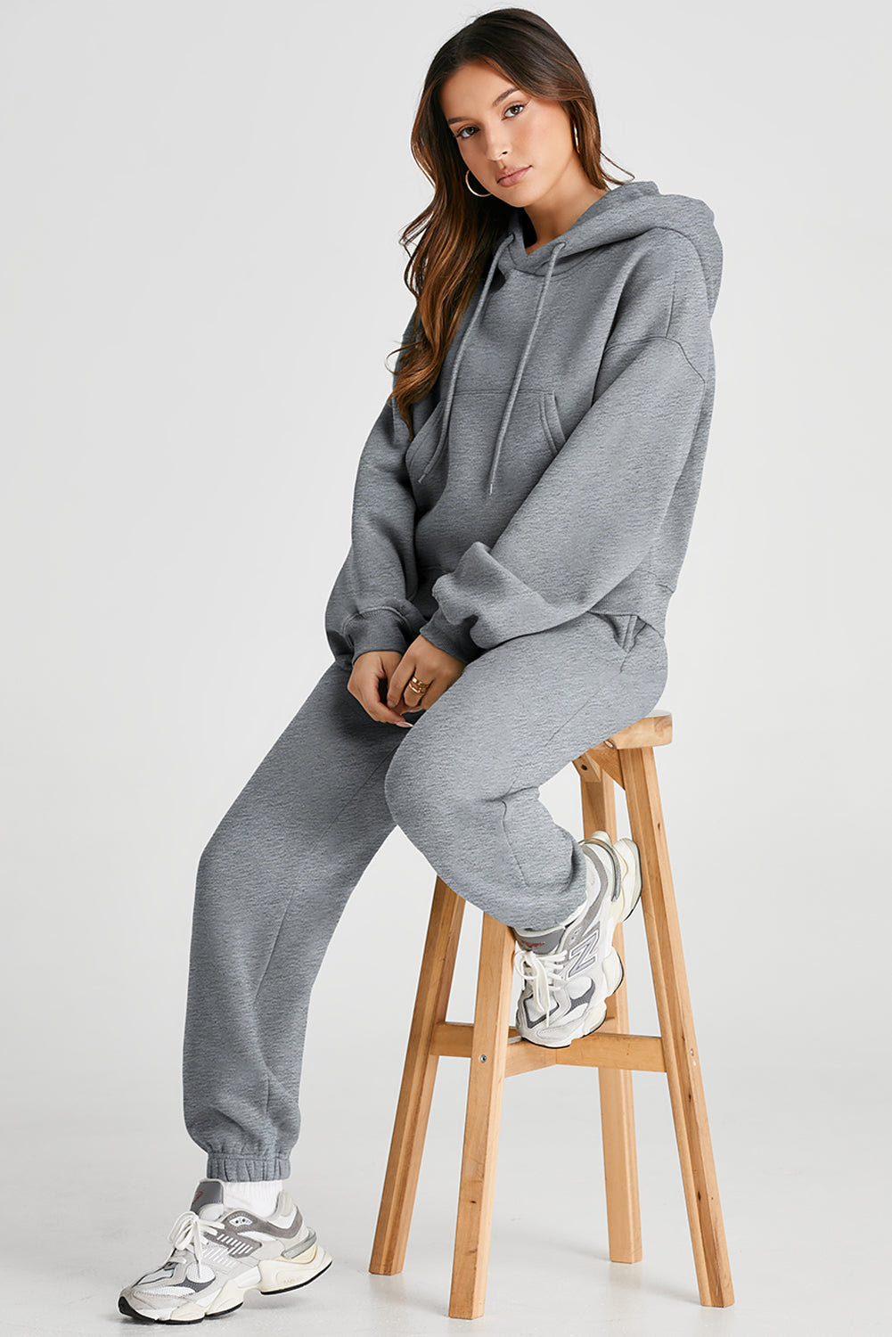 Dropped Shoulder Hooded Top and Pants Active Set - felvior