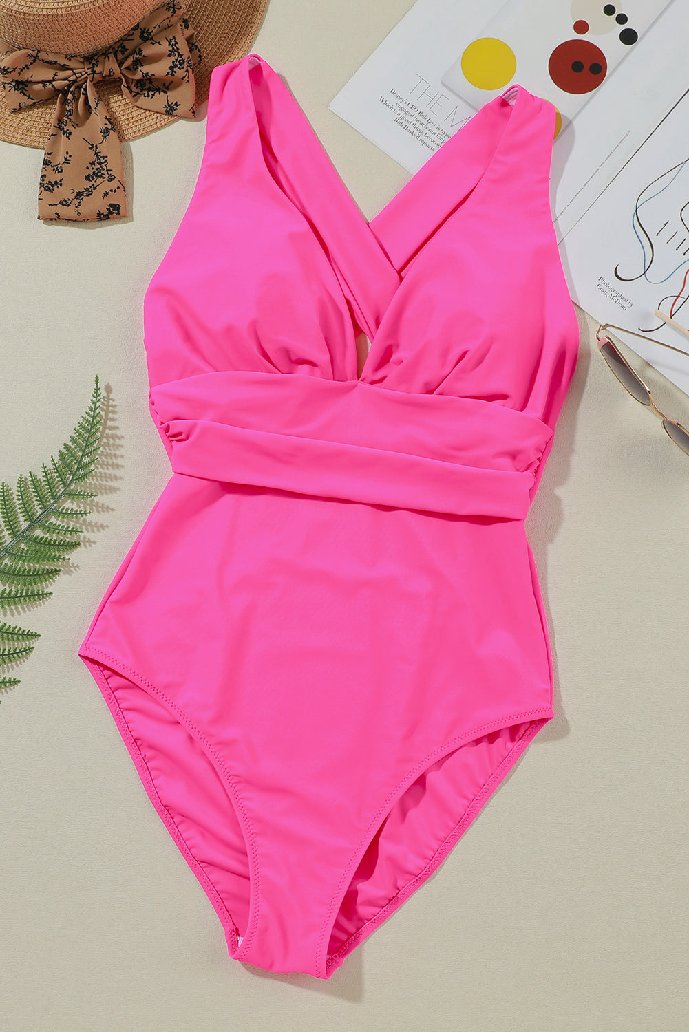 Crisscross Wide Strap One-Piece Swimwear - felvior