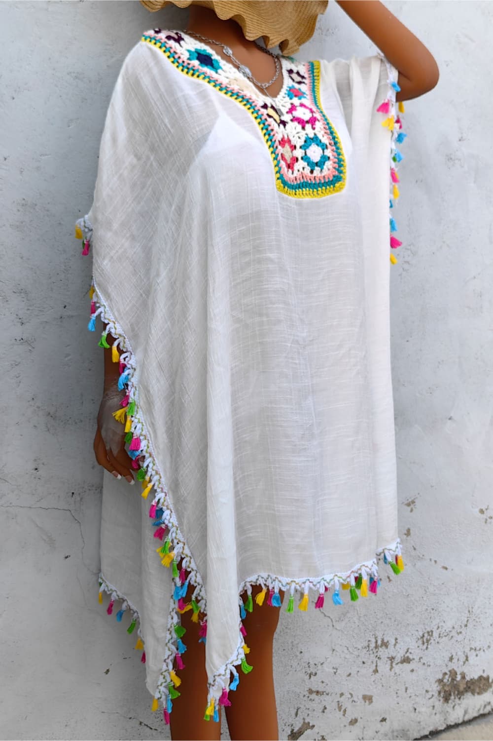 Tassel Detail Embroidery Dress - felvior