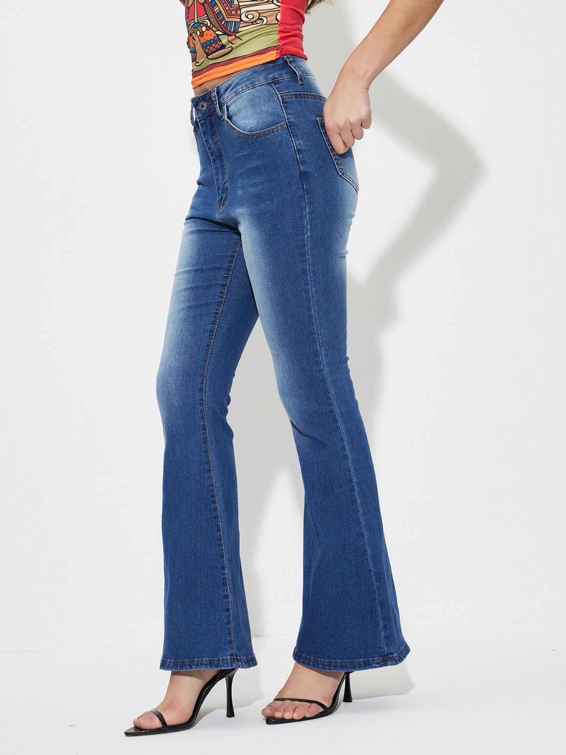 Mid-Rise Waist Bootcut Jeans - felvior