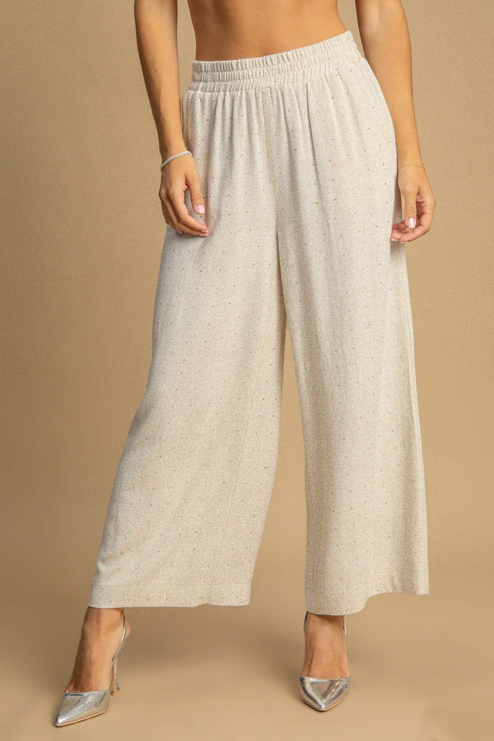 Umgee Full Size High Waisted Embellished Linen Pants Plus Size Main image