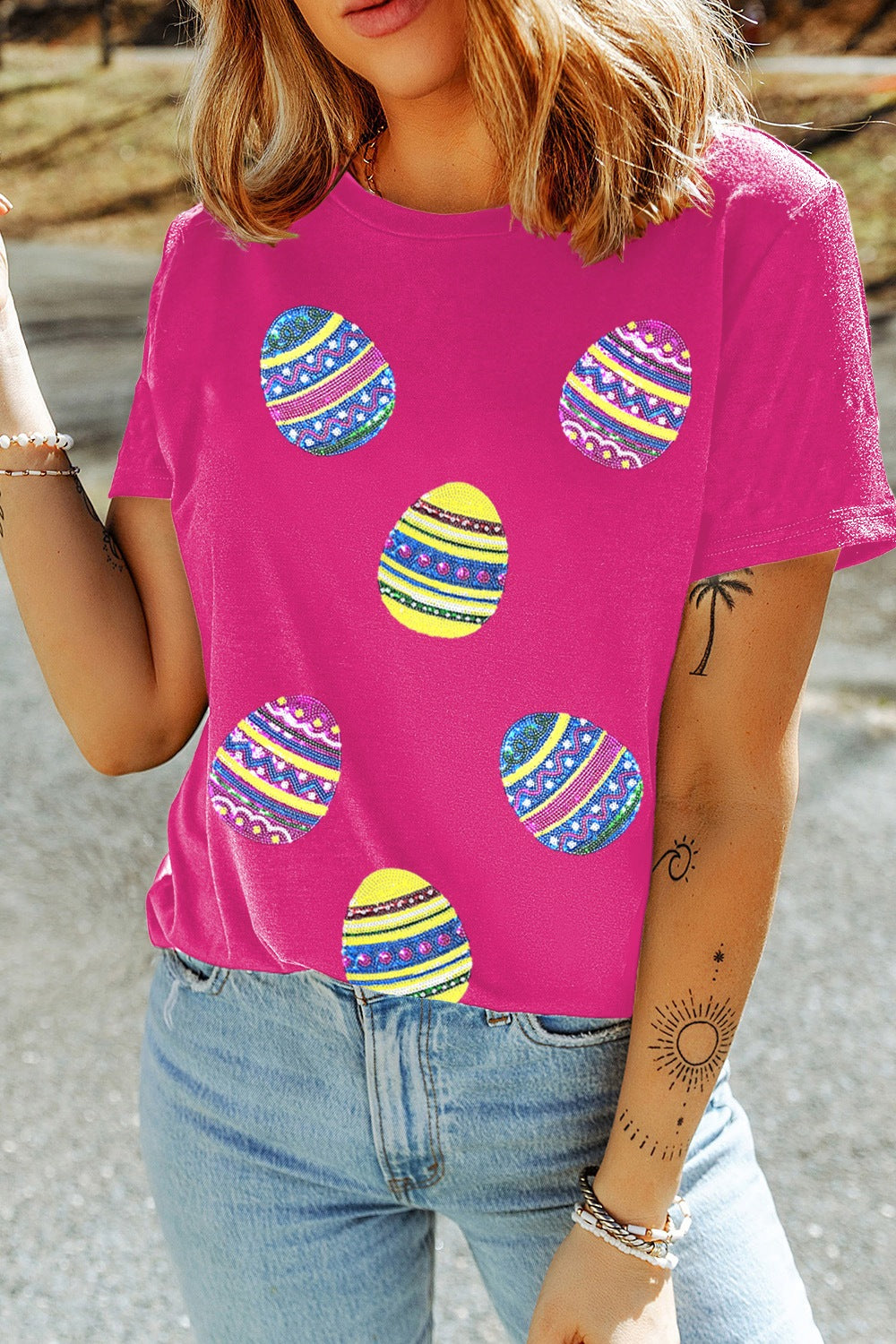 Sequin Easter Egg Short Sleeve T-Shirt Hauptbild