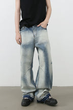 Men's Distressed Wide Leg Jeans