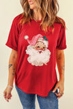 Santa Round Neck Short Sleeve T-Shirt - felvior