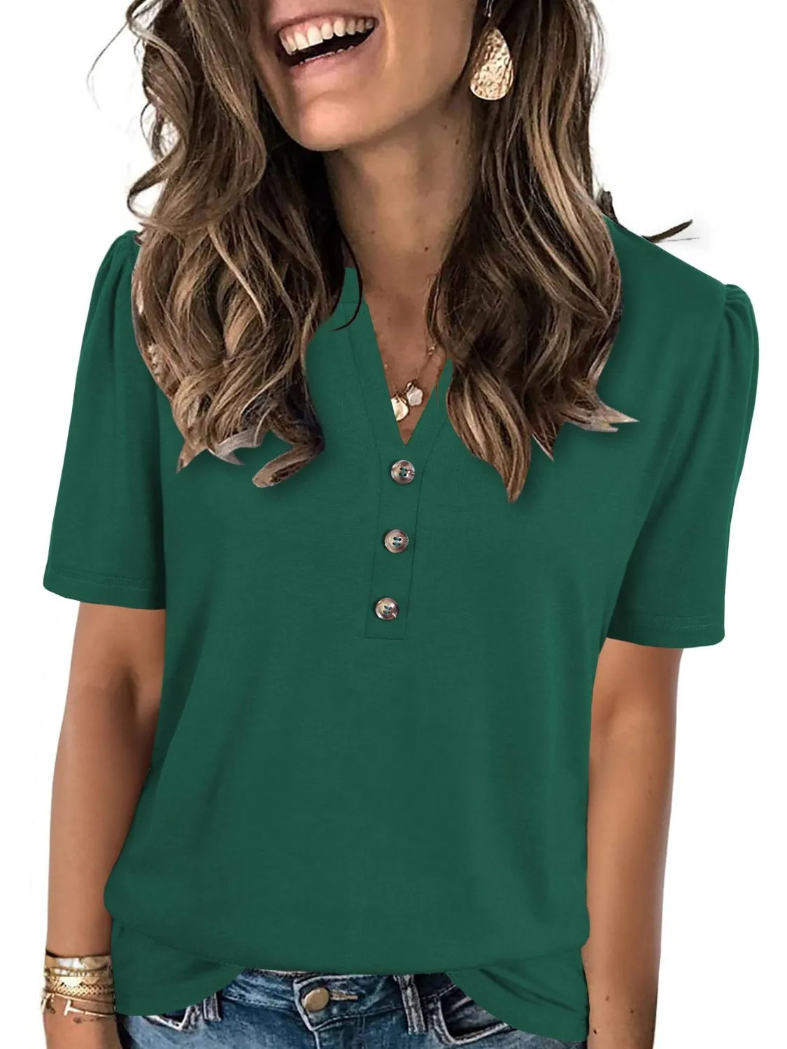 Notched Short Sleeve T-Shirt - felvior
