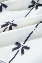 Bow Print Smocked Square Neck Ruffle Tiered Maxi Dress