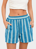 Striped Elastic Waist Shorts