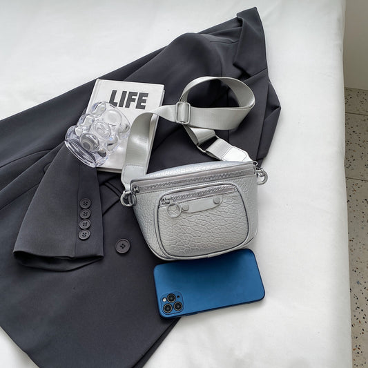 Texture PU Leather Crossbody Bag - felvior