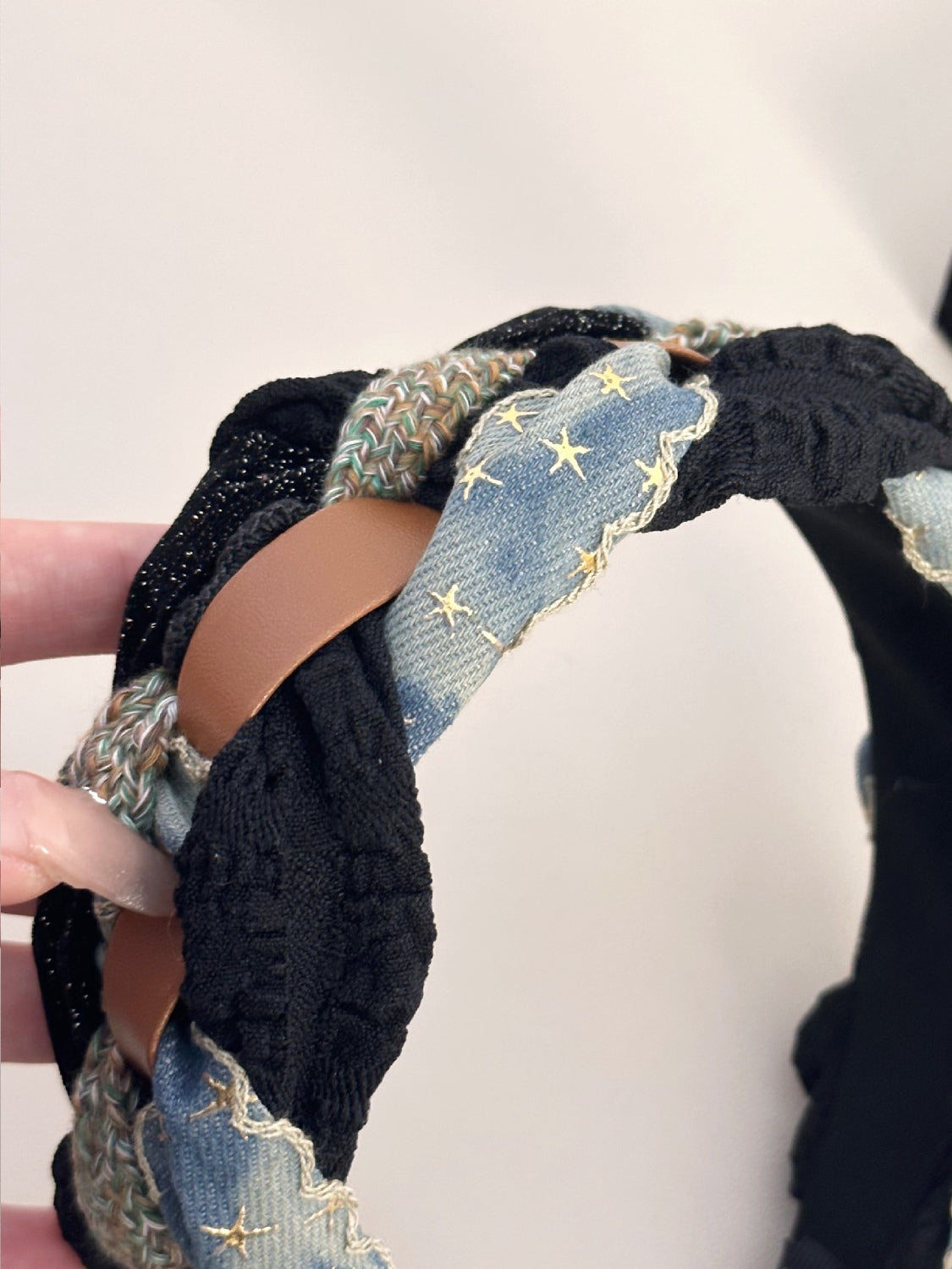 Denim Braided Wide Headband - felvior