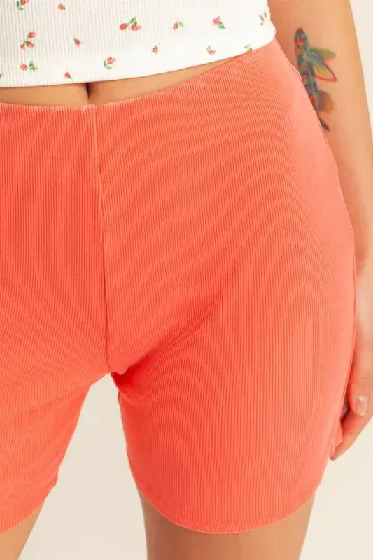 HYFVE High Waist Ribbed Fitted Biker Shorts