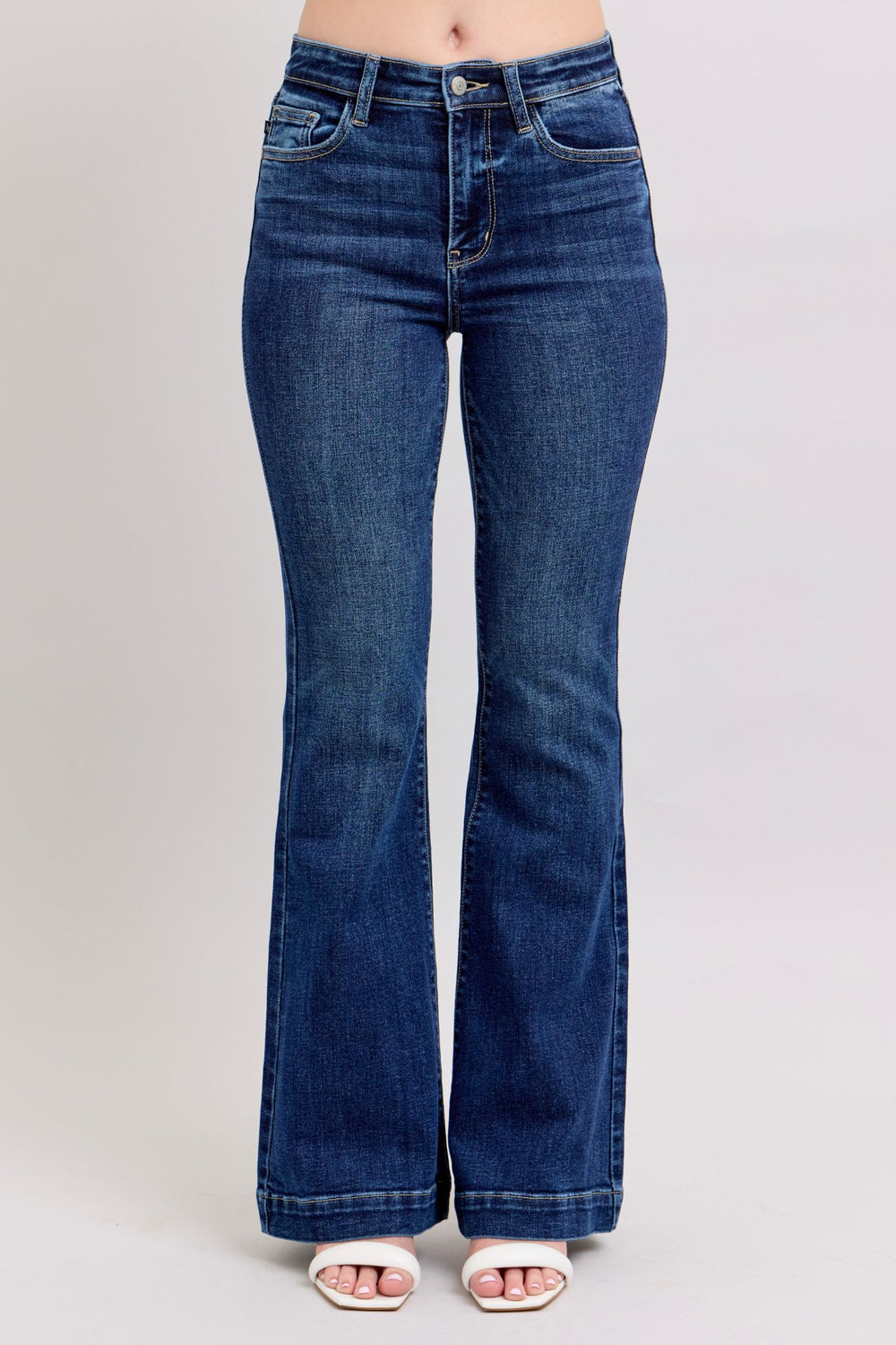 Judy Blue Full Size High Rise Flare Jeans with Pockets Plus Size