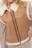 HYFVE Fur-Contrast Zip Up Suede Vest - felvior