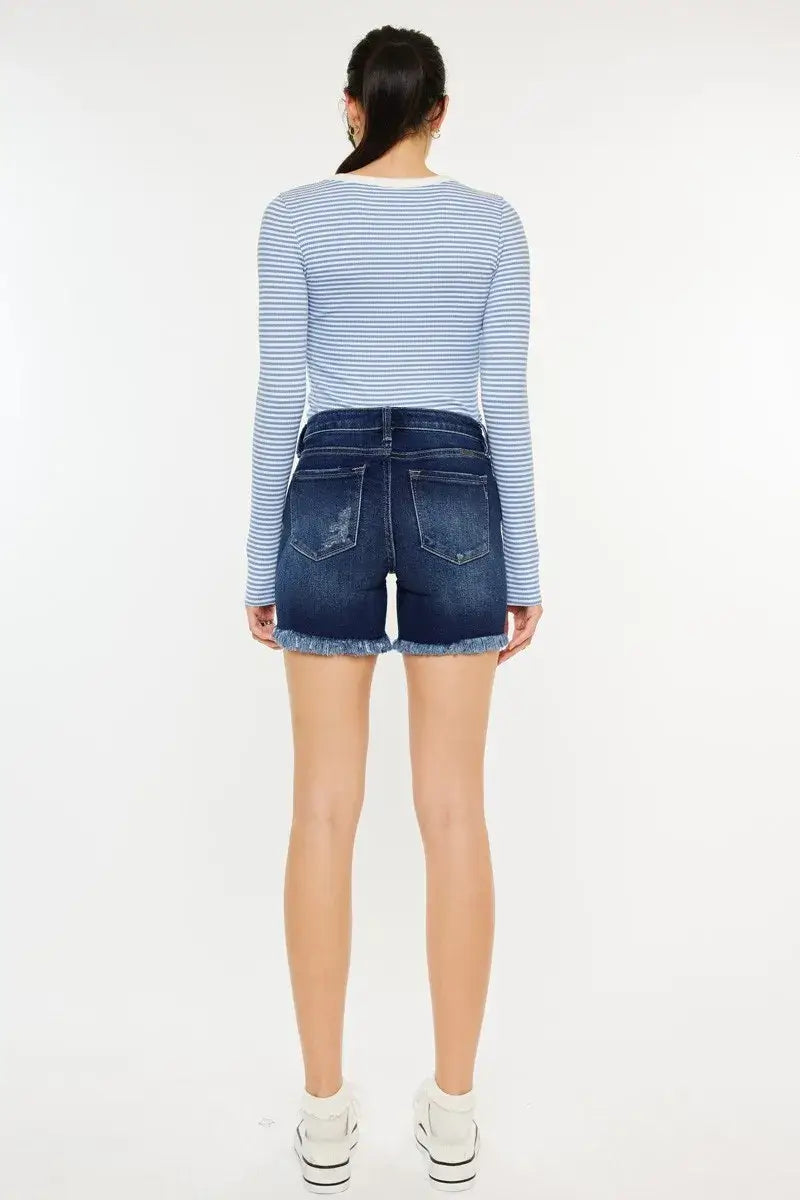 Kancan Mid Rise Button Fly Denim Shorts