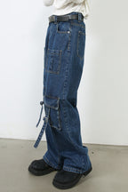 Men's Mid Rise Jeans with Cargo Pockets