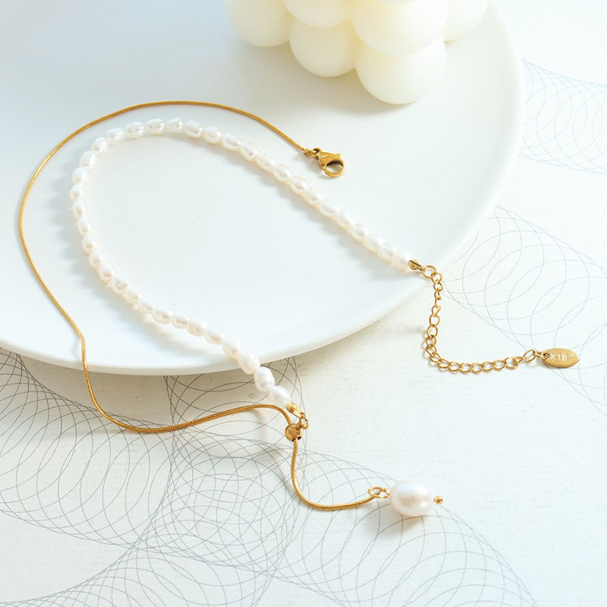 18K Gold-Plated Pearl Necklace - felvior