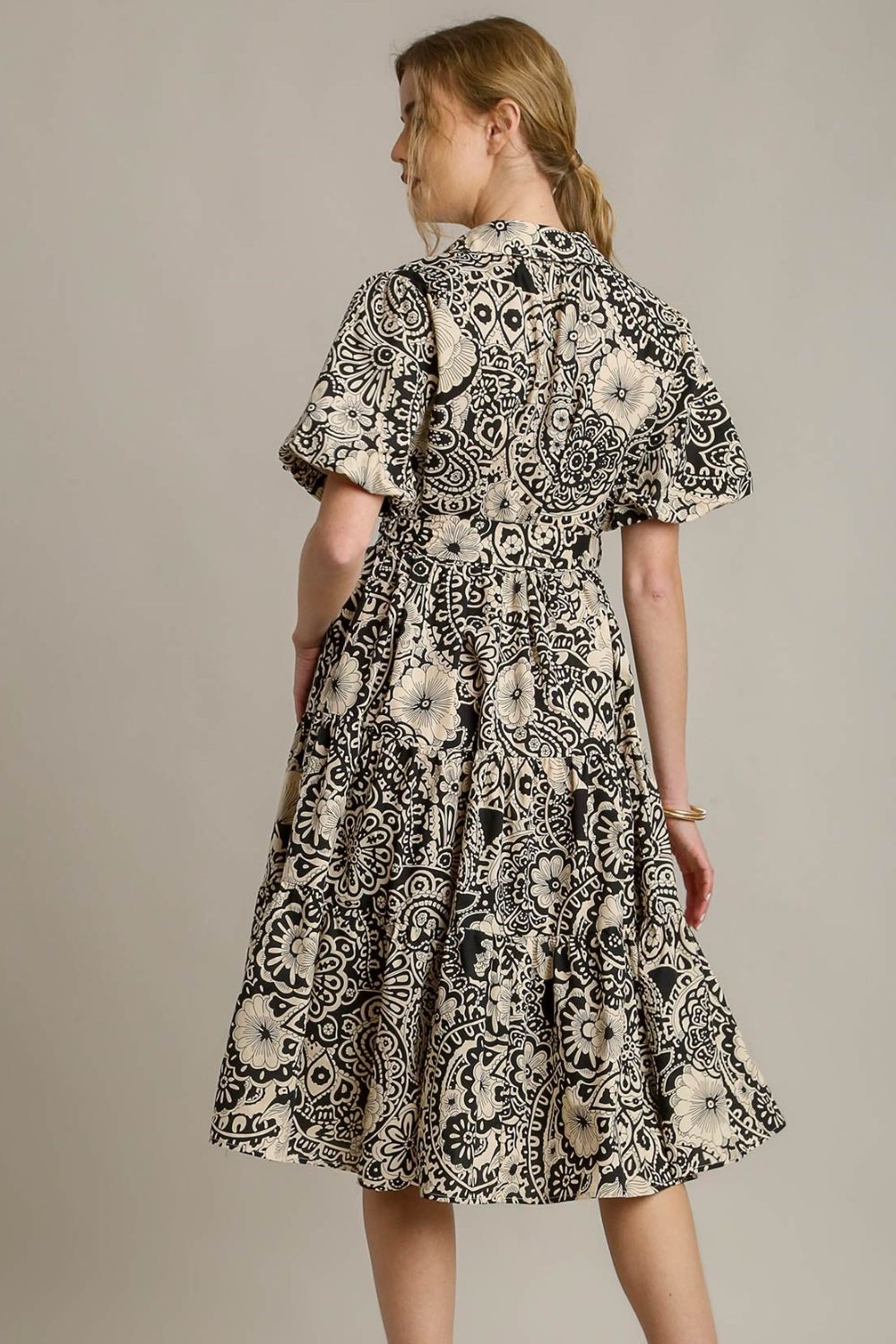 Umgee A-Linien-Midikleid mit gemischtem Druck in voller Größe, Übergröße Zweitbild