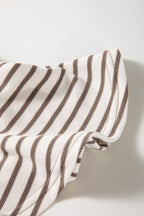 Contrast Striped Ruffle Short Sleeve Top