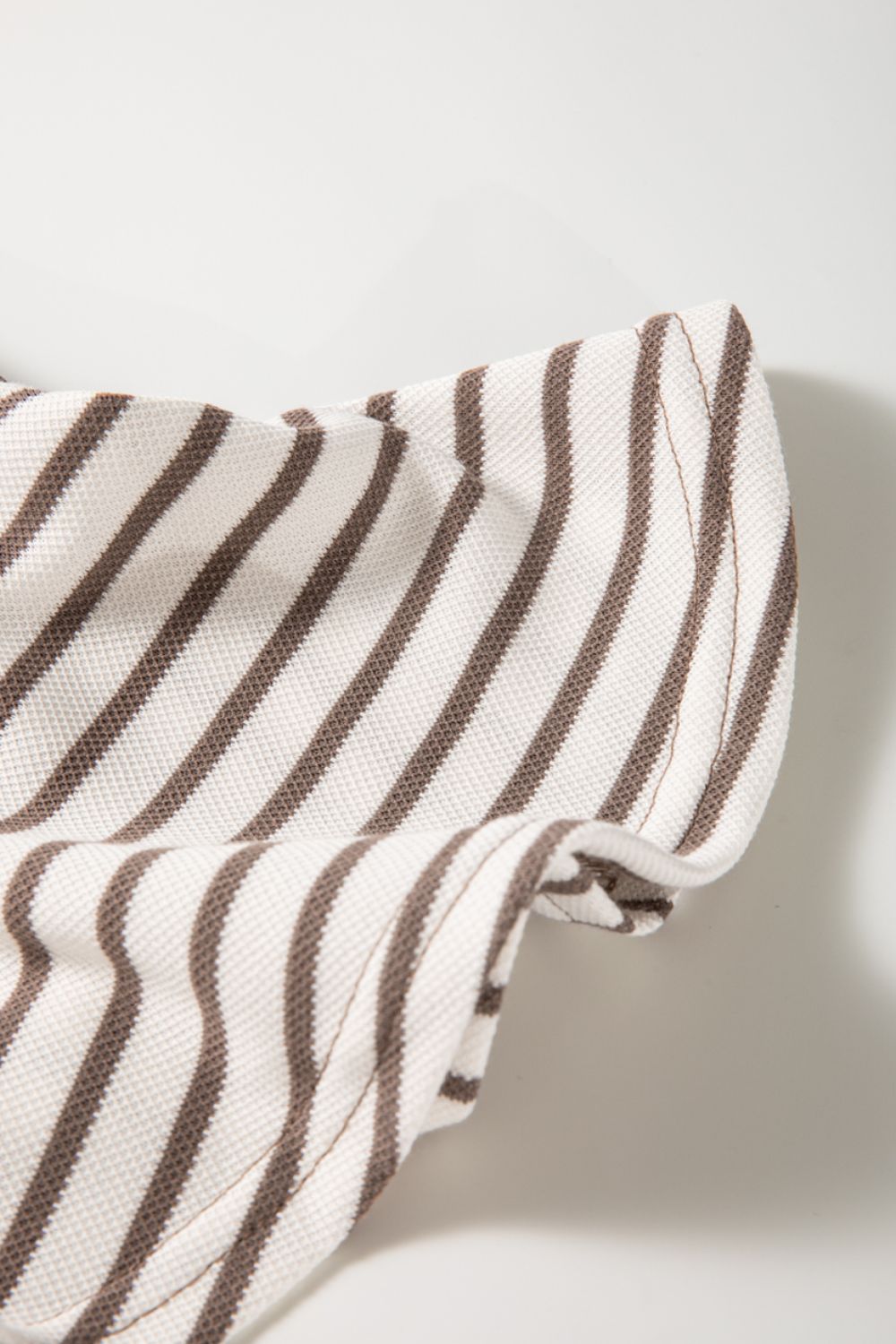 Contrast Striped Ruffle Short Sleeve Top