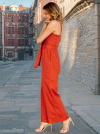 Button Detail Wide Strap Jumpsuit