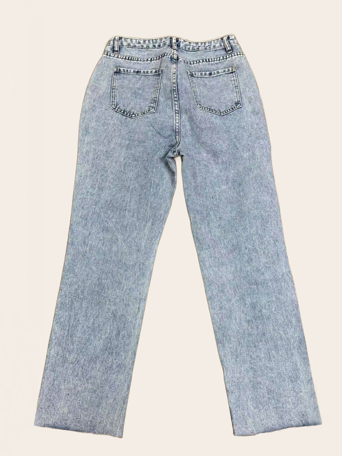 Distressed Straight Leg Jeans with Pockets - felvior