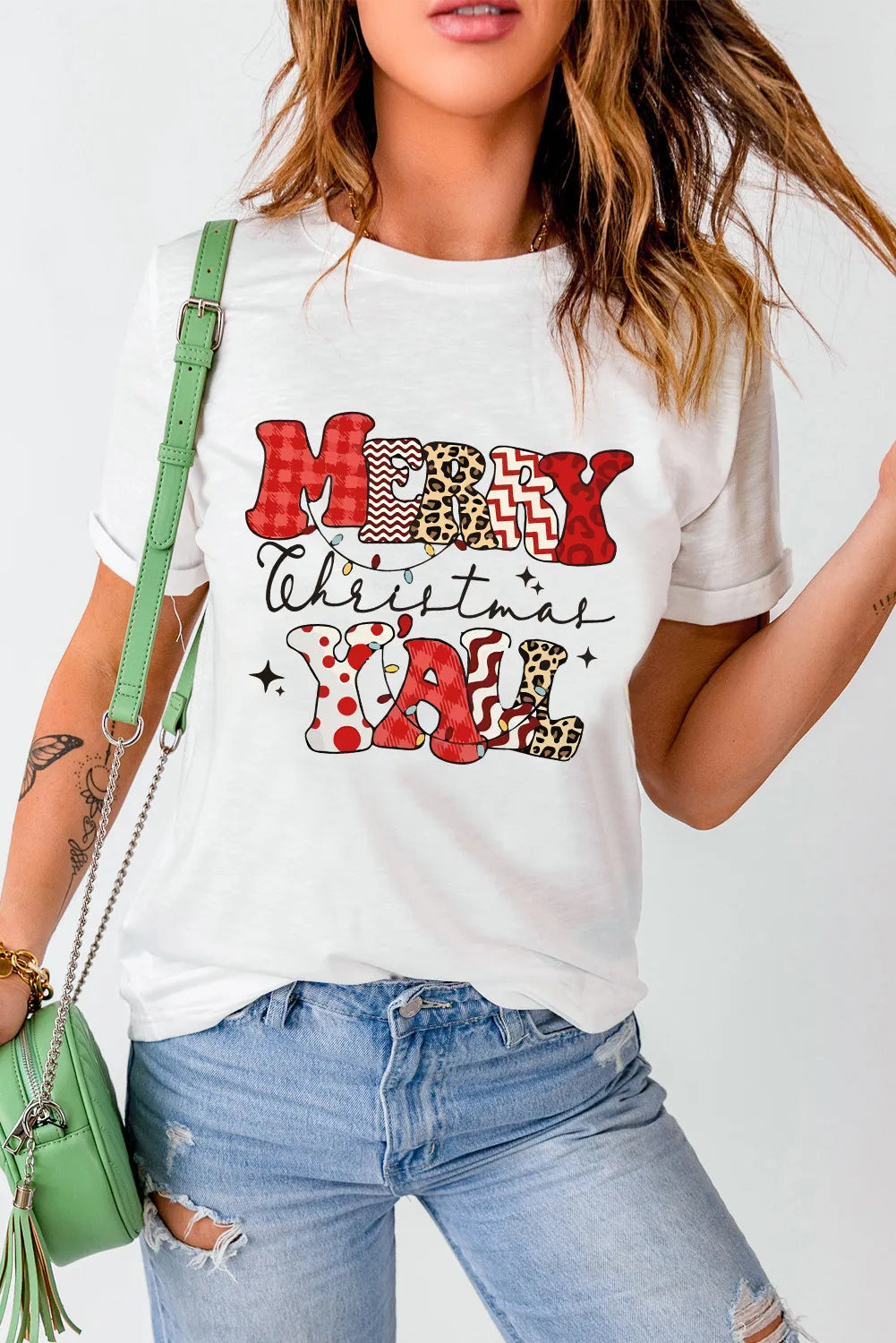 Letter Graphic Round Neck Short Sleeve T-Shirt - felvior