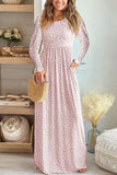 Leopard Round Neck Long Sleeve Maxi Dress - felvior