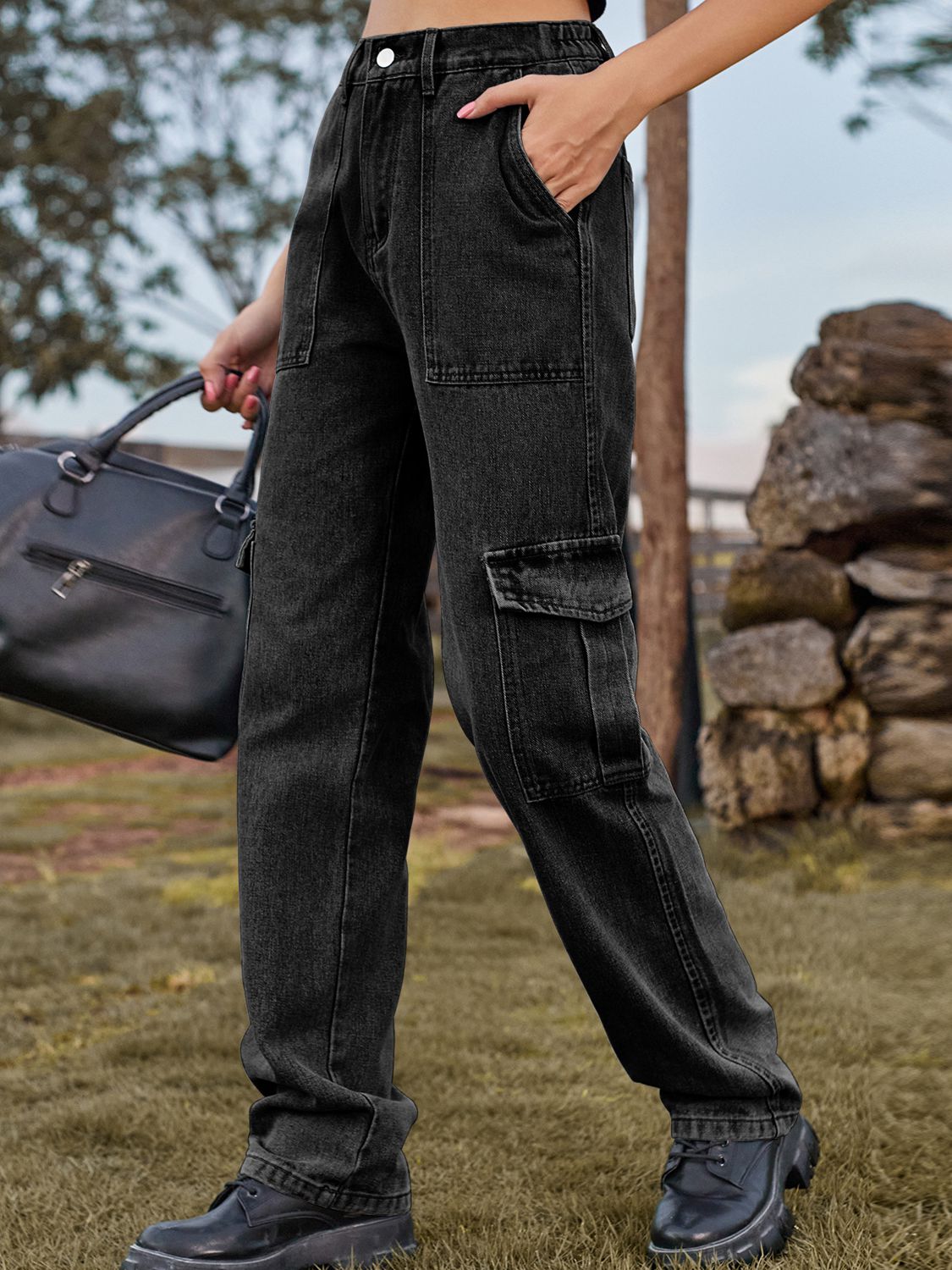 High Waist Cargo Jeans - felvior