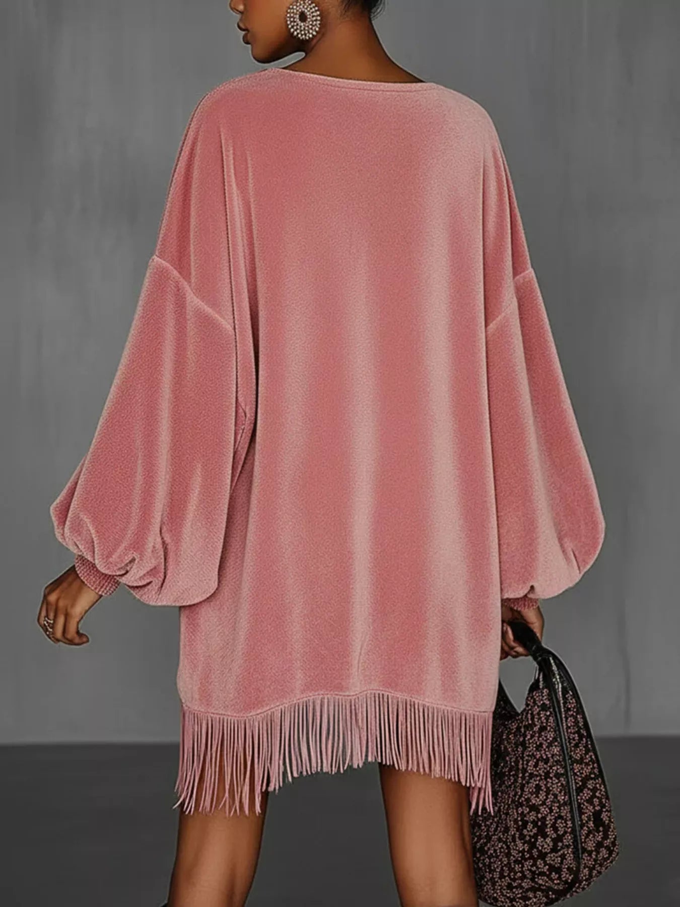 Velvet Fringe Hem Mini Dress Secondary image