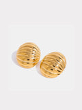18K Gold-Plated Stainless Steel Ribbed Earrings - felvior