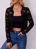 Lace Open Front Long Sleeve Jacket - felvior