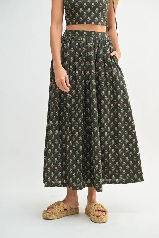 MABLE Floral Crop Top and Skirt Set - felvior