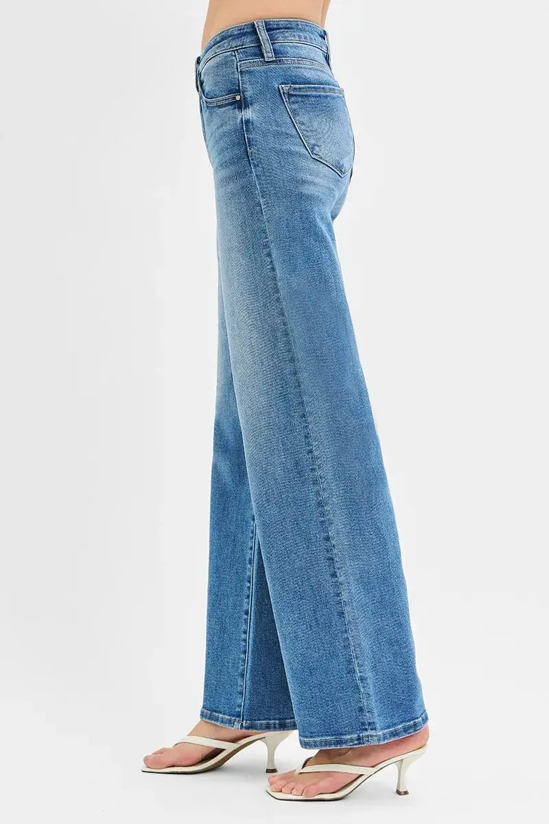 RISEN Full Size Low Rise Wide Leg Jeans Plus Size