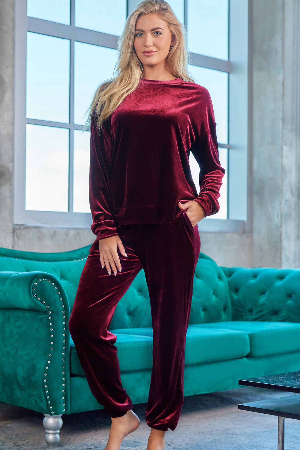 Long Sleeve Top and Pants Lounge Set Main image