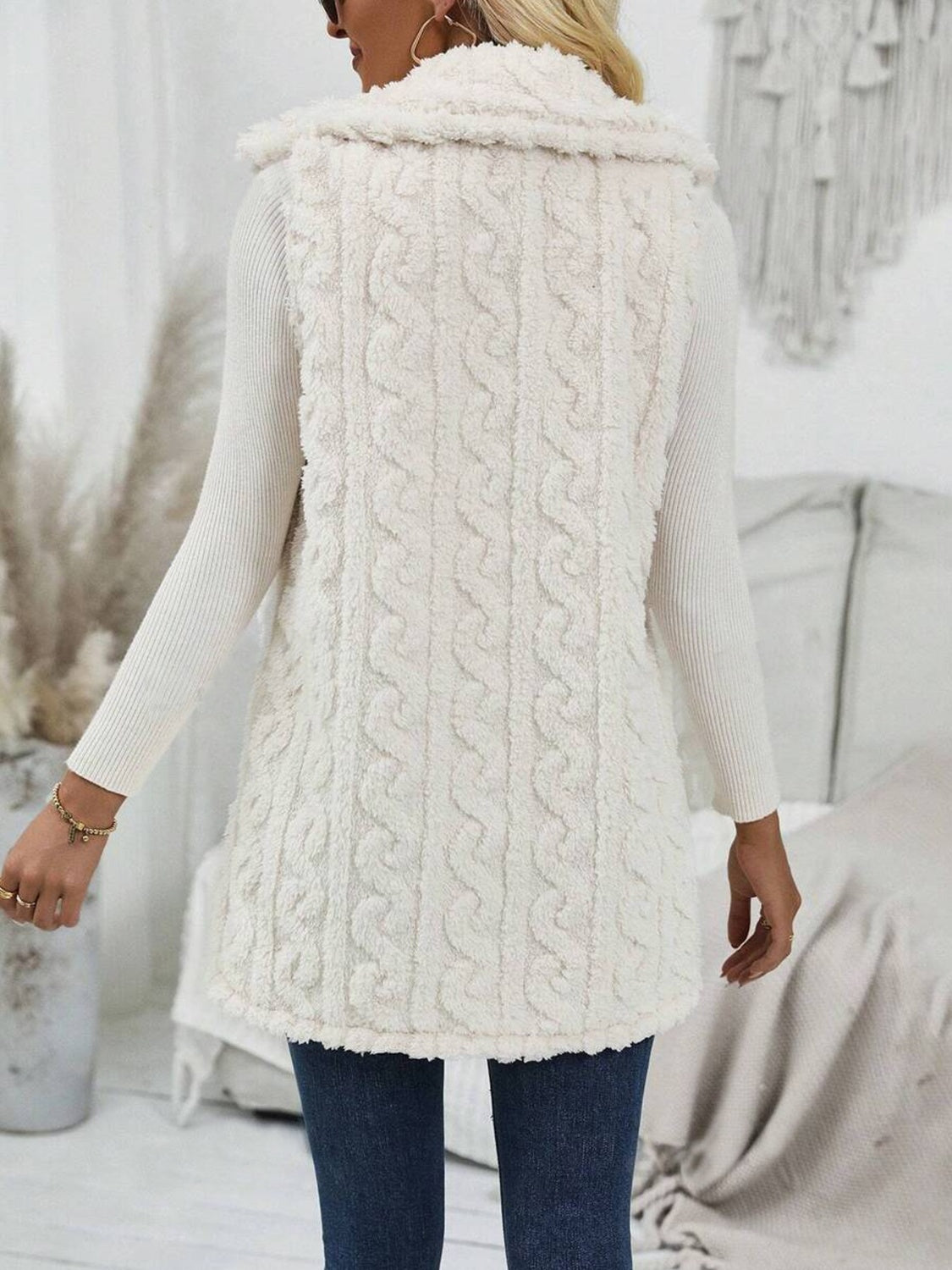 Fuzzy Button Up Vest Coat - felvior