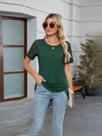 Round Neck Lace Short Sleeve T-Shirt