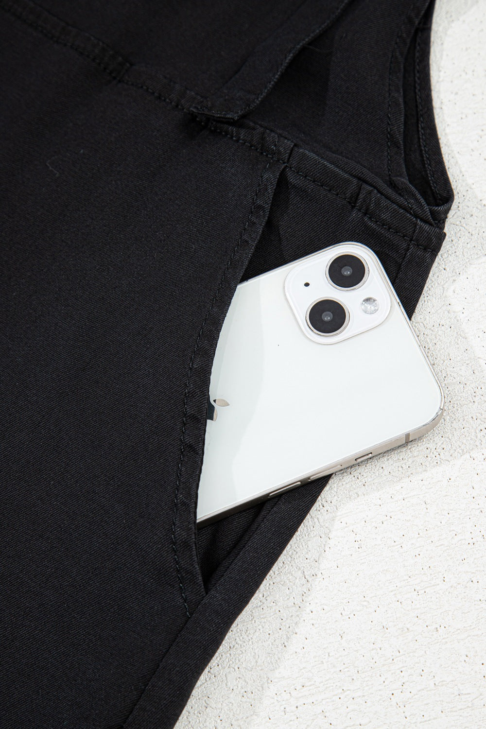 Square Neck Denim Overalls with Pockets