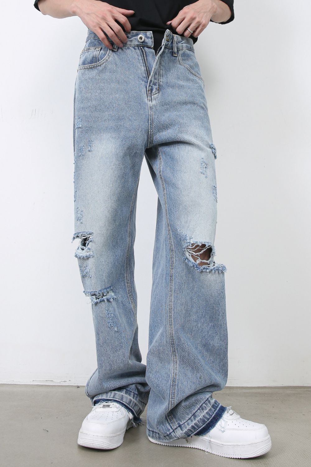 Men's Distressed Baggy Jeans - felvior