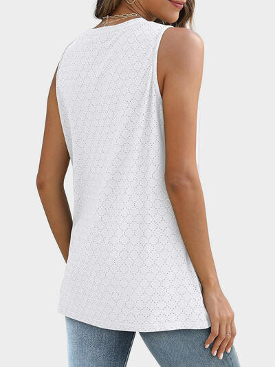 Florira Eyelet Round Neck Tank - felvior