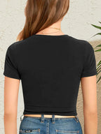 Round Neck Short Sleeve Crop T-Shirt