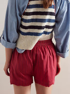 Striped Elastic Waist Shorts