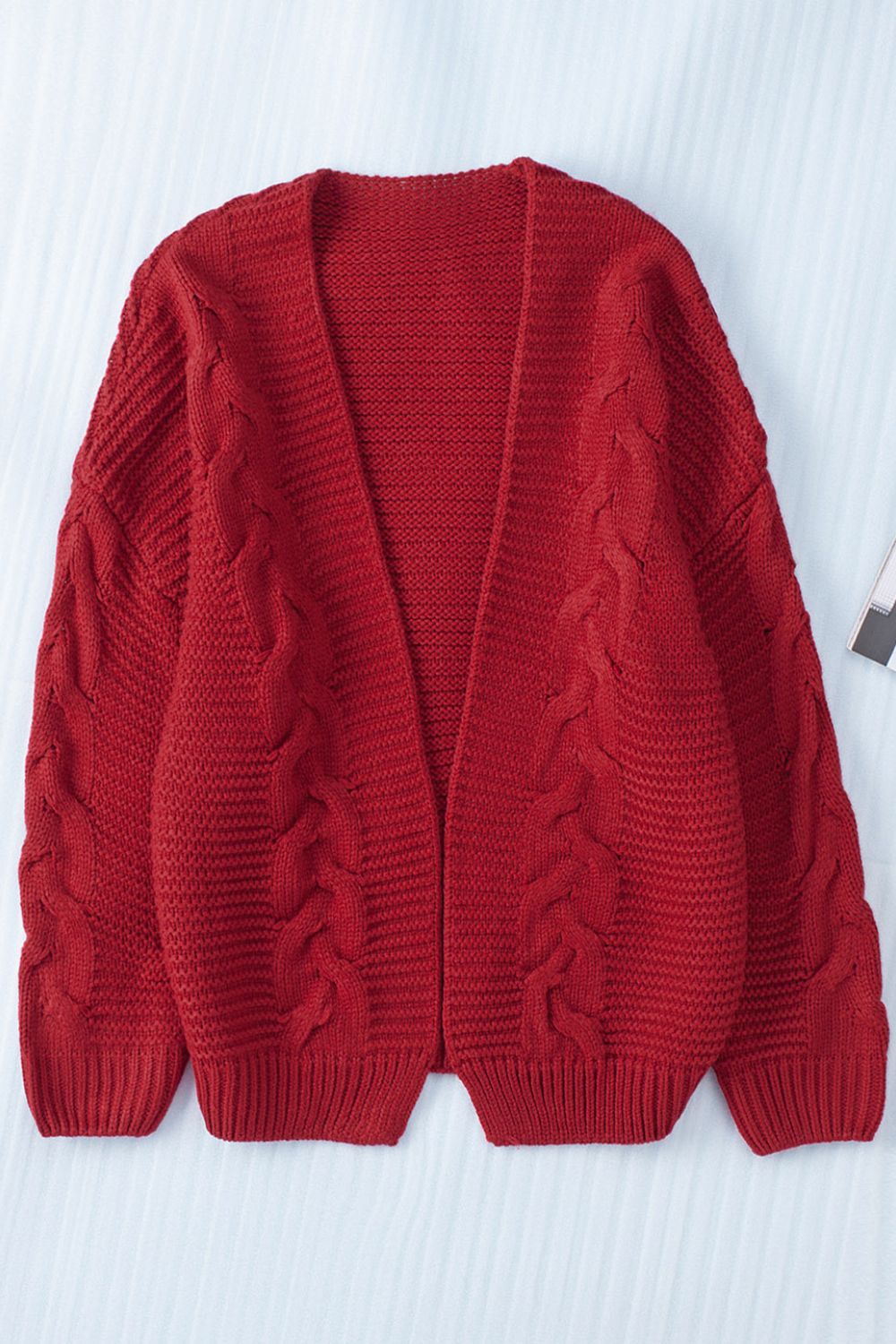Cable-Knit Open Front Cardigan - felvior