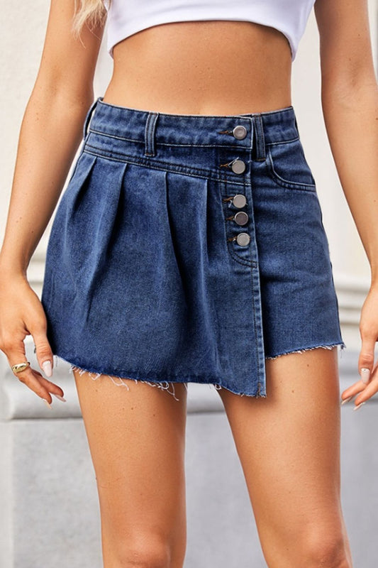 Raw Hem Denim skort - felvior