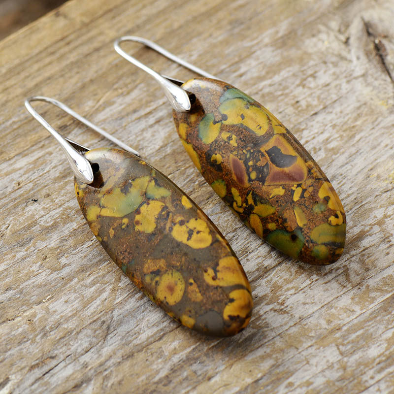 Natural Stone Copper Dangle Earrings - felvior