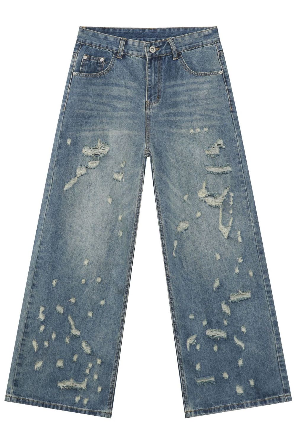 Men's Distressed Wide Leg Jeans